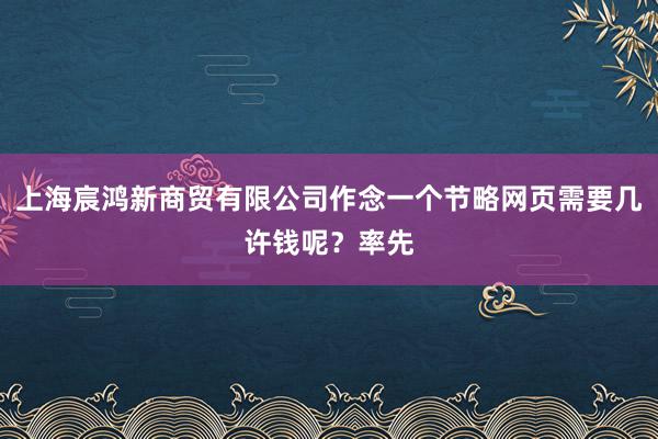 上海宸鸿新商贸有限公司作念一个节略网页需要几许钱呢？率先